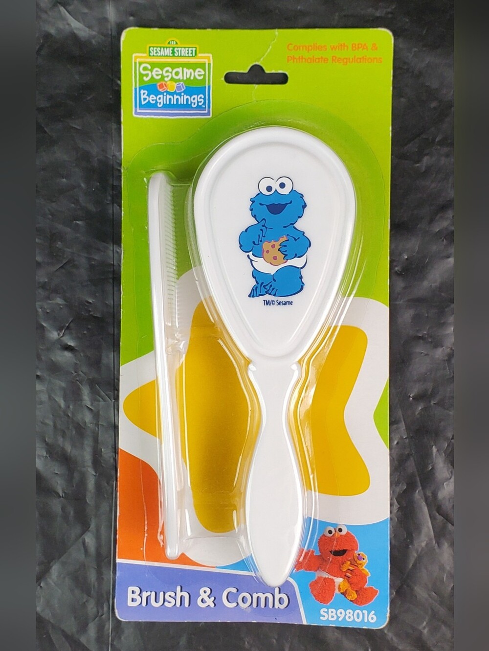 Sesame Street Beginnings Cookie Monster Baby Soft Brush w/ Comb Set - New